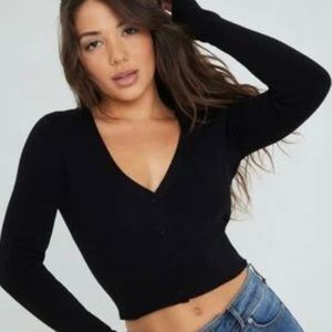 Garage Cardigan Kendra Rolled Black Size Small